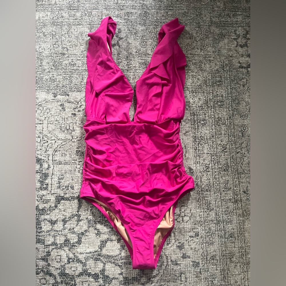 NWT Jcrew plunge v ruffle swim one piece